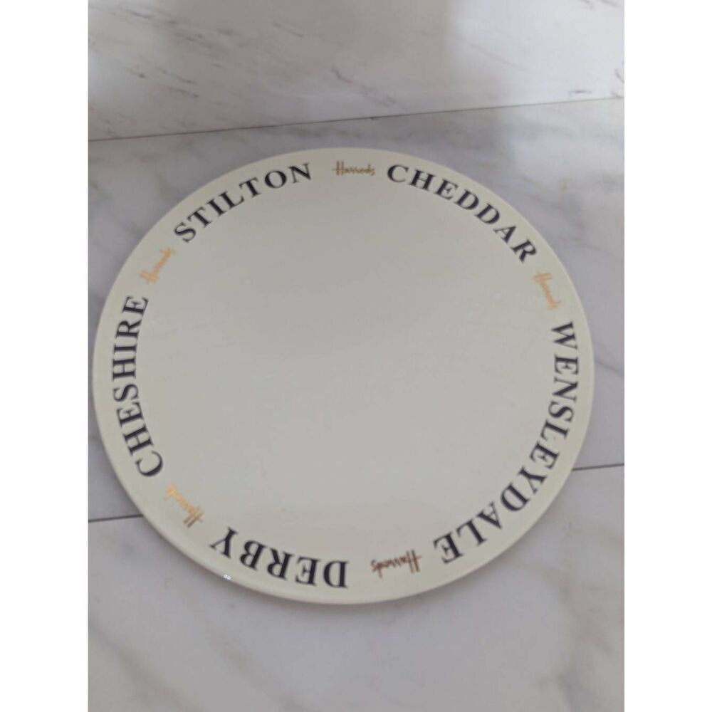 Harrods Vintage 90's Cream Color Black Letters Cheese Plate Kitchenware